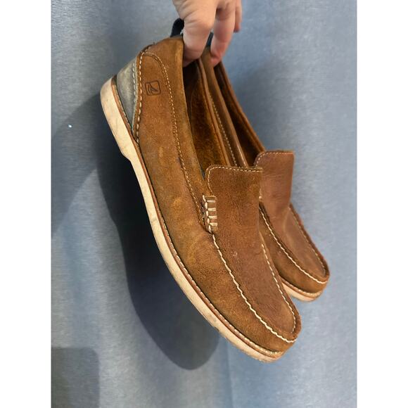 Sperry Top Sider Seaside Venetian Brown Men's Size 9.5 Leather Moc Loafers - Picture 1 of 6